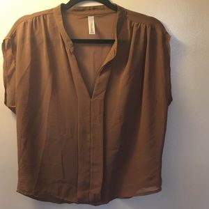 Sheer brown buttonless blouse