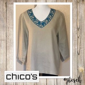 Chico's Linen Embroidered Tunic