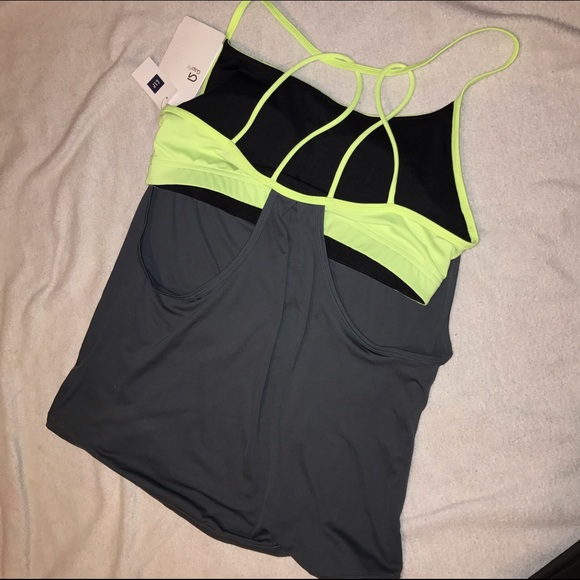 GapFit workout tank with built in neon sports bra