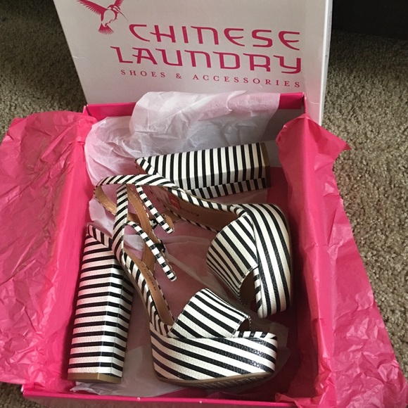 Chinese Laundry stripe heels