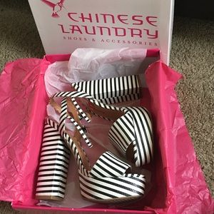 Chinese Laundry stripe heels