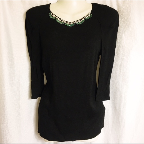 Zara crystal embellished blouse navy small