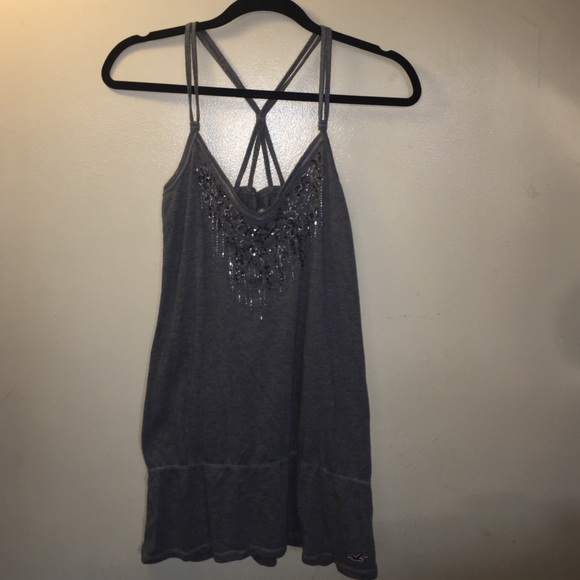 Gray sequined loose tank