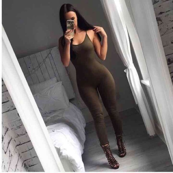Pants - Olive onepiece romper jumpsuit