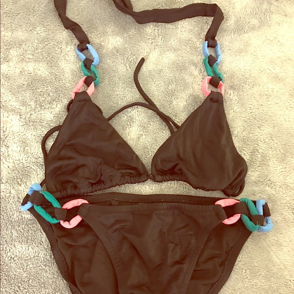 Victoria's Secret black with colored loops bikini