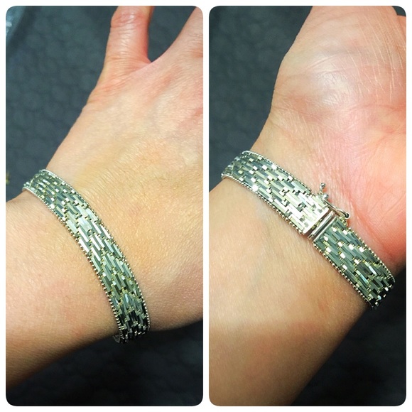 Sterling Silver Chevron Woven Italian Bracelet