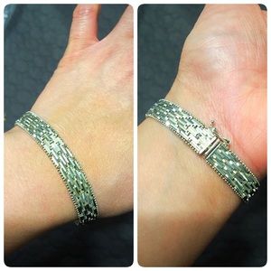 Sterling Silver Chevron Woven Italian Bracelet
