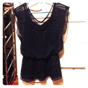 Blue and black tiger print blouse