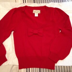 Nanette Lepore Cashmere Red Bow Sweater Sz S