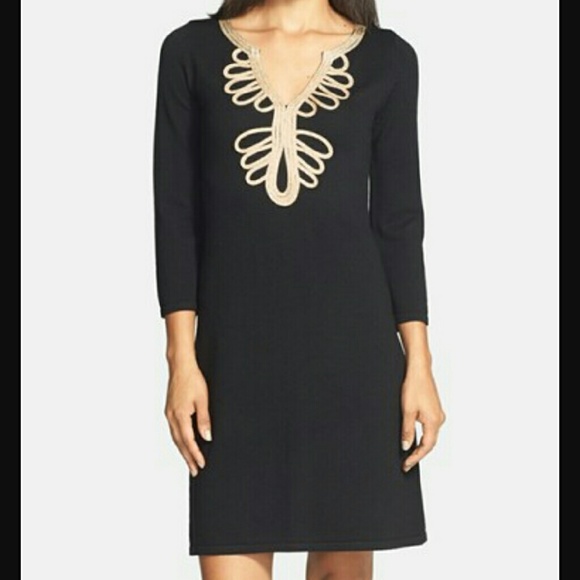 Lilly Pulitzer devlin sweater dress gold soutache