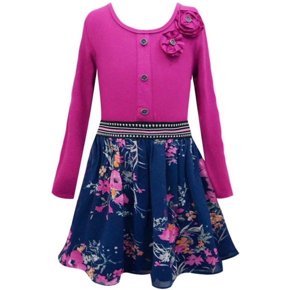 🚺👗Tween Girls 7-16 Knit & Print Chiffon Dress