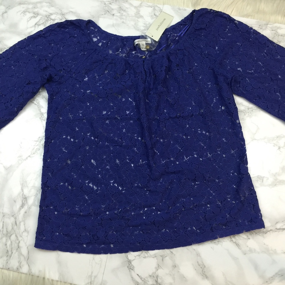 NWT Blue Knit Top with Keyhole