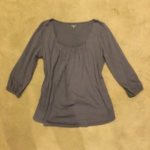 Garnet Hill Quarter Sleeve Gray Tee Tshirt