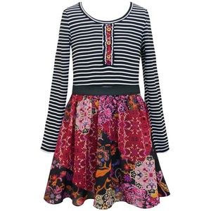 🚺👗TRULY ME Girl 7-16 Stripe Knit Chiffon Dress