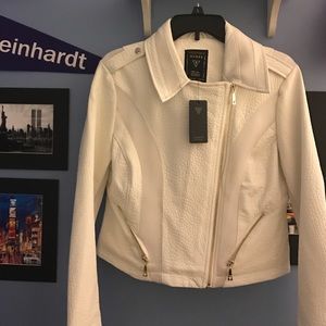 GUESS (Los Angeles) White Macadamia Leather Jacket