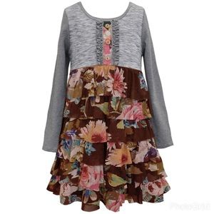 🚺👗TRULY ME Girls 4-16 Stripe & Print Tier Dress