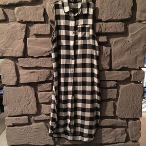 Black and White Buffalo Plaid Maxi Dress