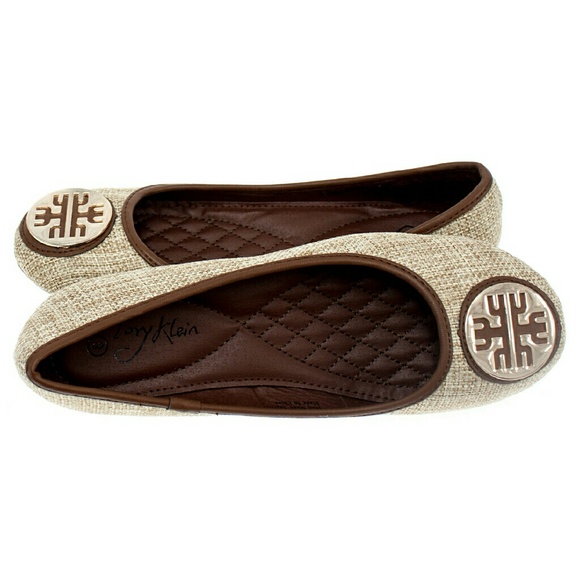 Women Buckle Ballet Flats, b-1361, Beige / Brown - Picture 2 of 4