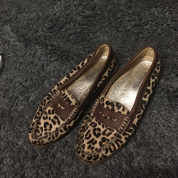 Sperry Topsider cheetah moccasins