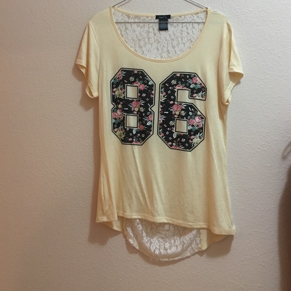 YELLOW TOP WITH LACE BACK