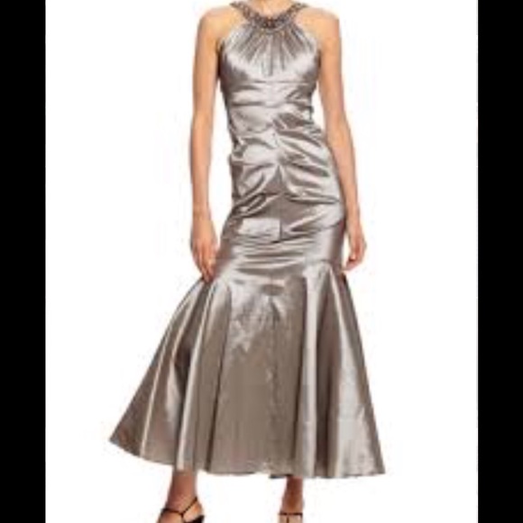 Beaded Neckline Mermaid Gown