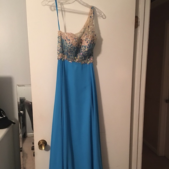 Turquoise light blue prom dress