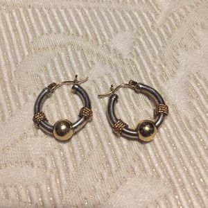 Cape cod ball hoops w/ 14 kt gold rope earrings