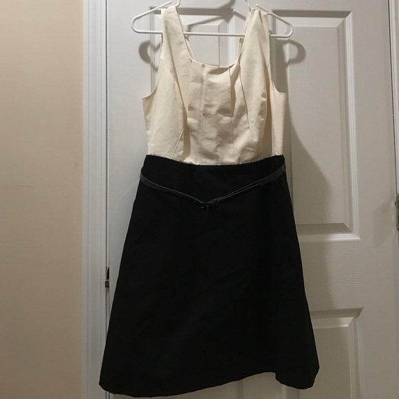 Black & off white dress w/ belt