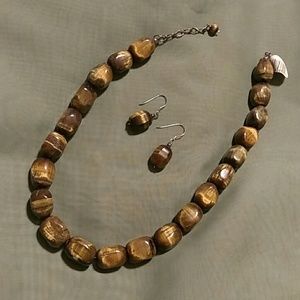 NWT 925 Semi-precious Tigereye Necklace