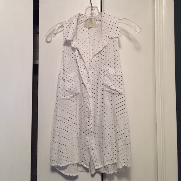 Anthropologie Soft White Collared Tank Top
