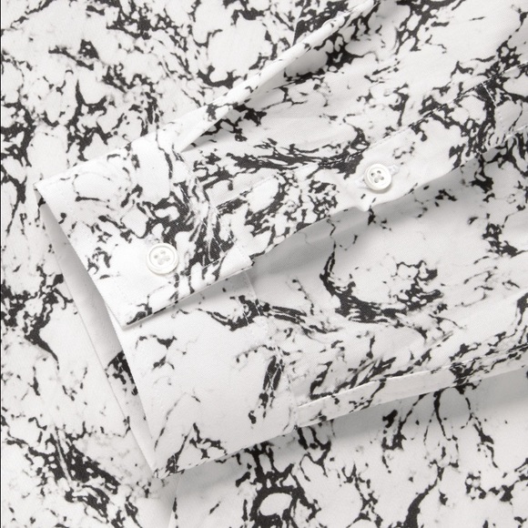 Sandro Slim Fit Marble Print Cotton Shirt - Picture 3 of 3