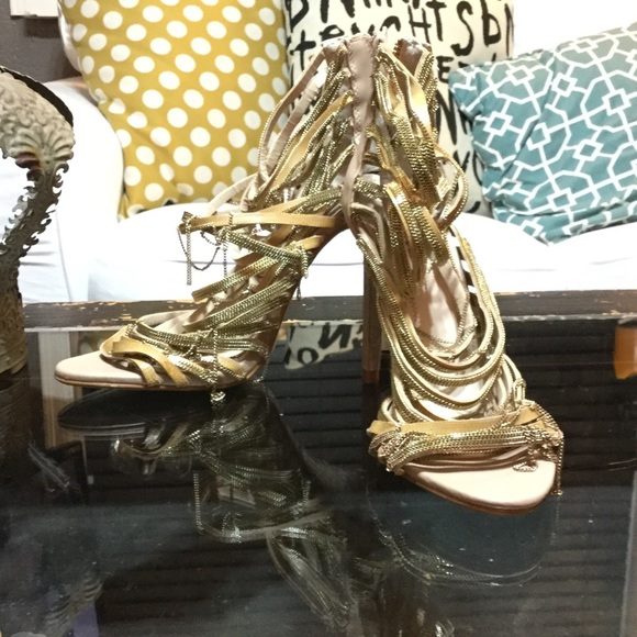 Zara chain strapped heels
