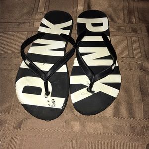 Victoria Secret Black and white PINK flip flops
