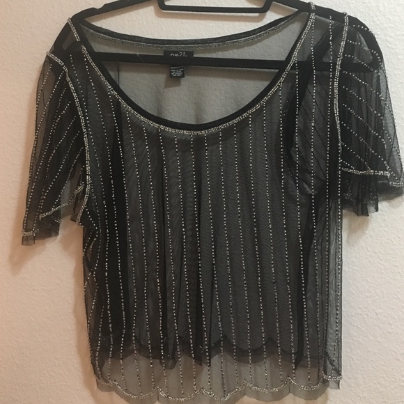 Elegant Jeweled See-through top