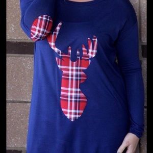 New Boutique navy deer tunic