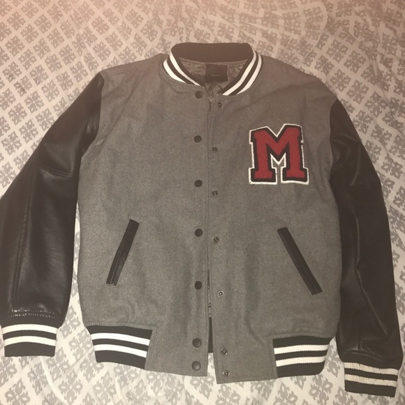 M LETTER JERSEY JACKET-FOREVER 21