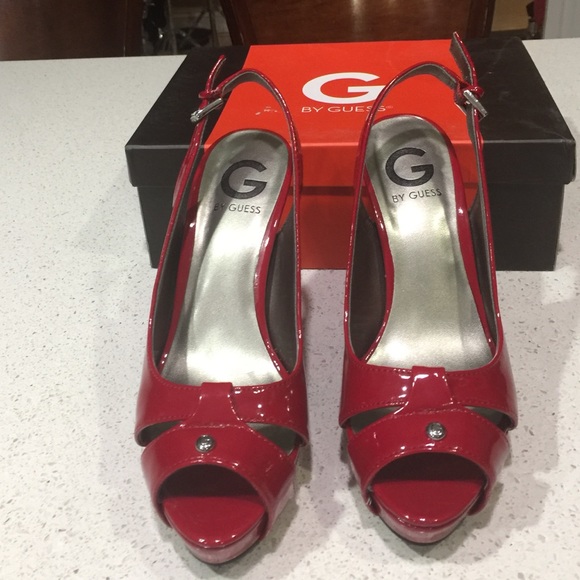 Super sexy red patent leather high heel shoes.