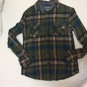 olive plaid flannel