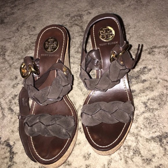 Tory Burch Chocolate Brown Wedge Sandals