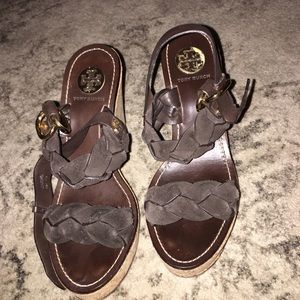 Tory Burch Chocolate Brown Wedge Sandals