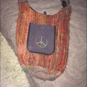 Hippie boho crossbody peace bag