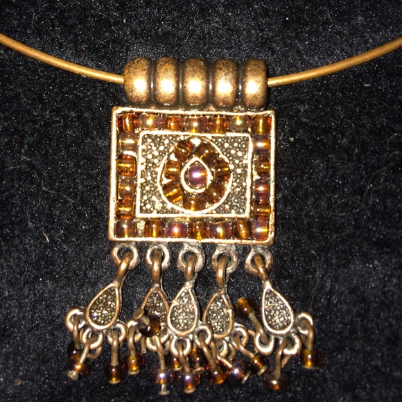 Copper and bead choker earrings and bracelet set ☃ - Picture 3 of 4