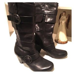 Born of Concept Black Leather boots, worn once.