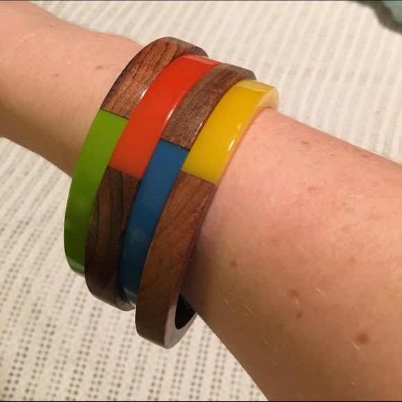 Wooden and acrylic bangles
