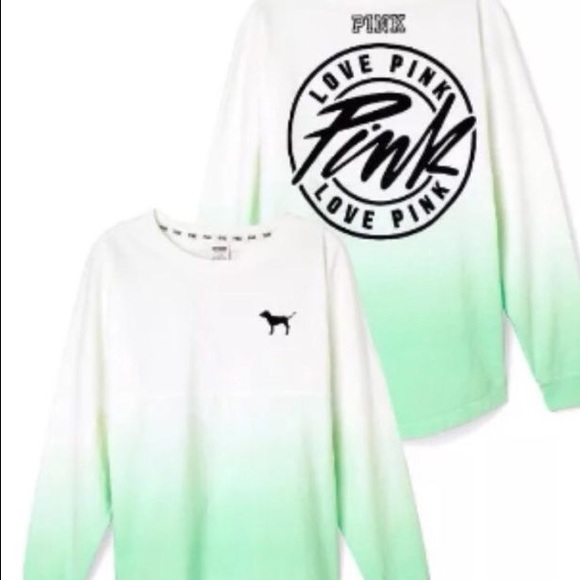 RARE! PINK white to green ombré crew.