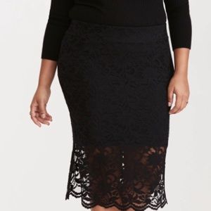 Black lace pencil skirt