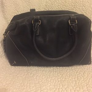 Large black leather Tumi handbag