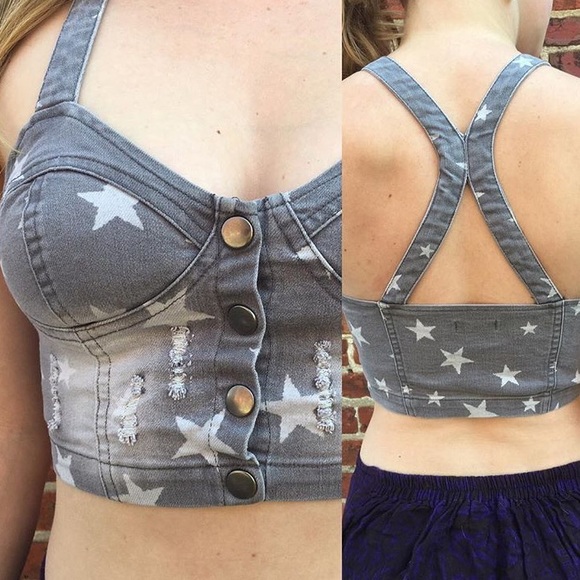 Star Denim Bustier Top - Picture 2 of 2