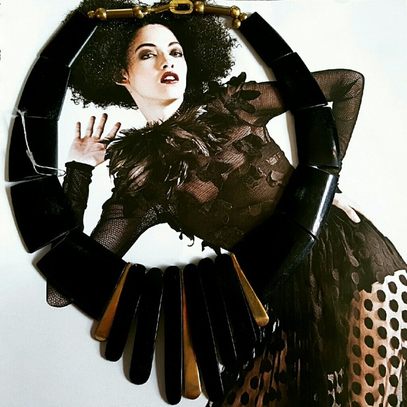 1950's Art Deco Bone and Brass Drop Collar