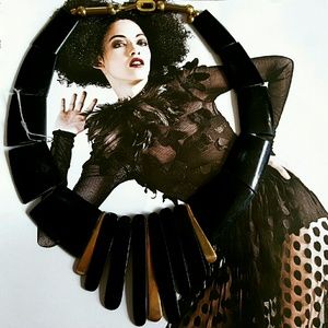 1950's Art Deco Bone and Brass Drop Collar